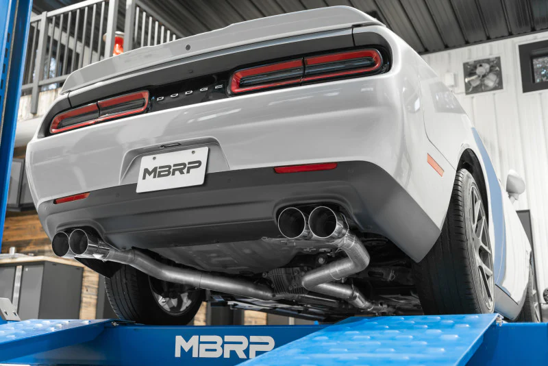 MBRP 15-16 Dodge Challenger RT 5.7L Aluminized Steel 3in Dual Rear Cat-back Quad Tips - Street - Image 4
