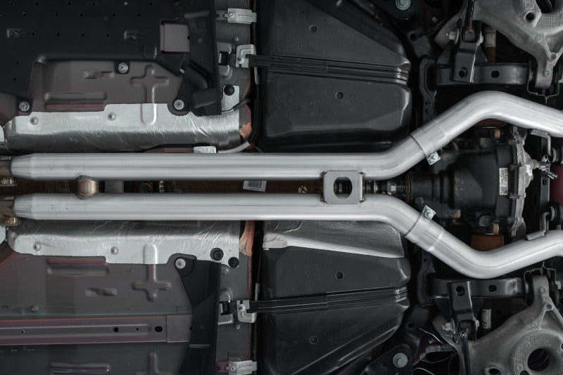 MBRP 18-22 Ford Mustang GT 5L T304 SS 3in Cat-Back Dual Rear w/4in Quad Carbon Fiber Tips (Street) - Image 2