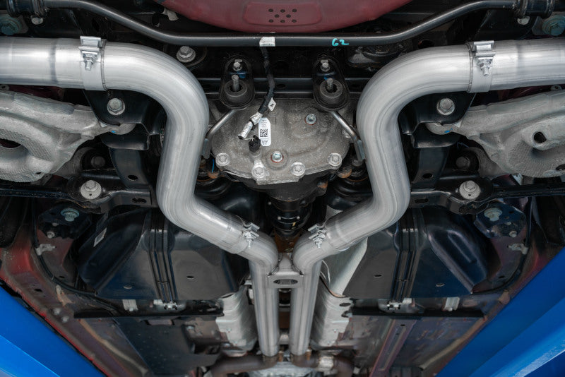 MBRP 18-22 Ford Mustang GT 5L T304 SS 3in Cat-Back Dual Rear w/4in Quad Carbon Fiber Tips (Street) - Image 3