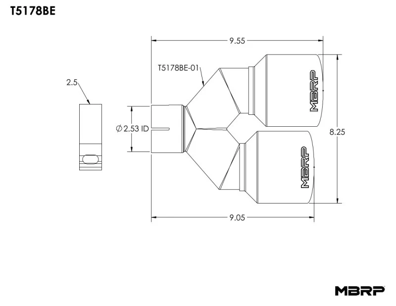 MBRP Burnt End Tip 2.5 ID Dual 4 OD Out 9.5 length Single wall 304 Stainless Steel Driver Side - Image 6