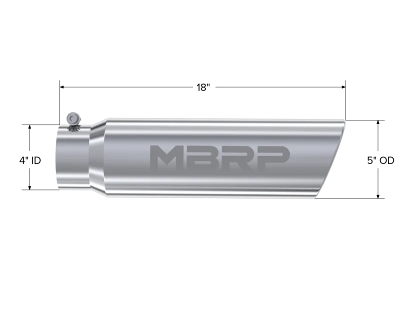 MBRP Universal 5in OD Angled Rolled End 4in Inlet 18in Length T304 Exhaust Tip - Image 3