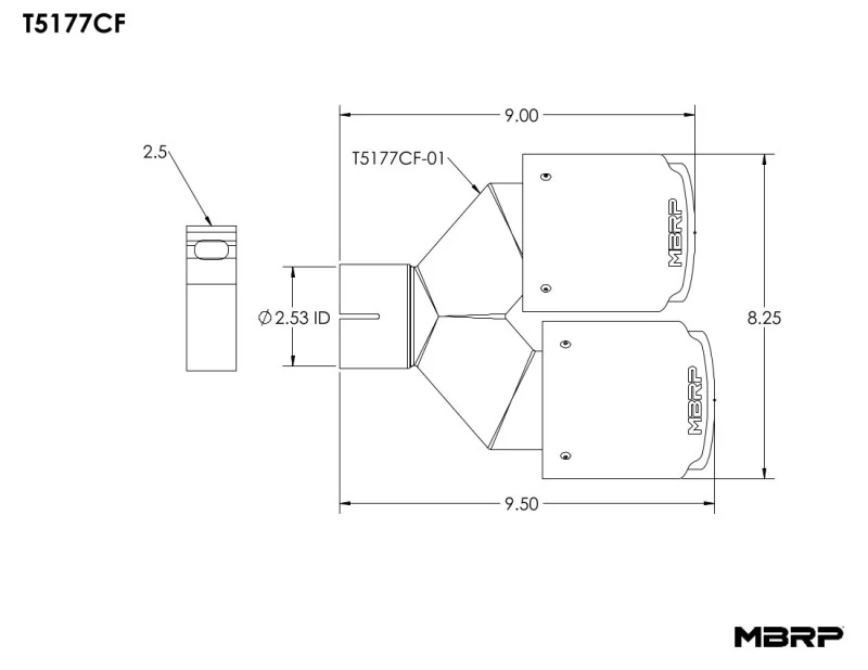 MBRP Universal Carbon Fiber Dual Tip 4in OD/2.5in Inlet - Image 5