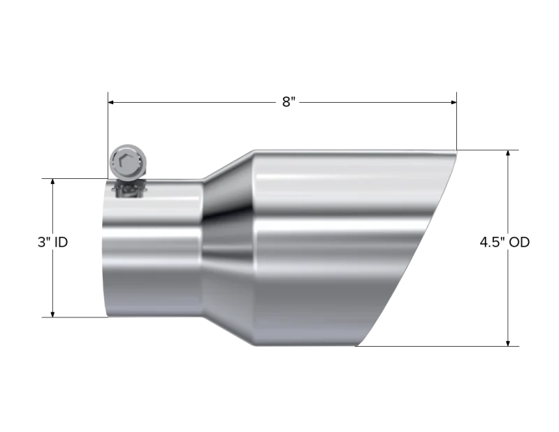 MBRP Universal Tip 4.5in O.D. Dual Wall Angled 3in inlet 8in length T304 - Image 3