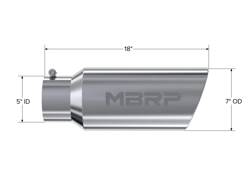 MBRP Universal Tip 7in O.D. Rolled End 5in inlet 18in length - T304 (SINGLE TIP) - Image 3