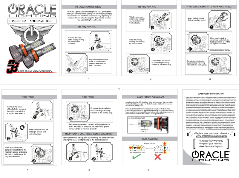 Oracle 9006 - S3 LED Headlight Bulb Conversion Kit - 6000K - Image 2