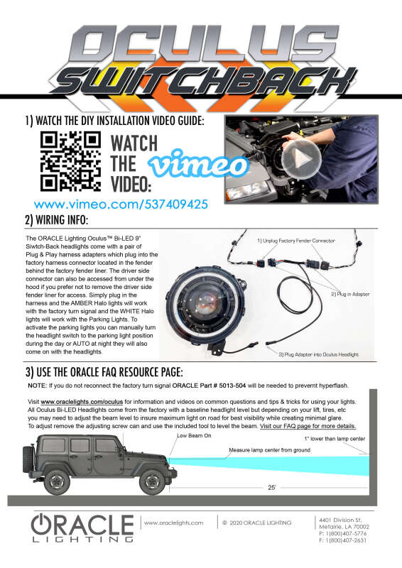 Oracle Jeep JL/Gladiator JT Oculus Bi-LED Projector Headlights - Amber/White Switchback - Image 74