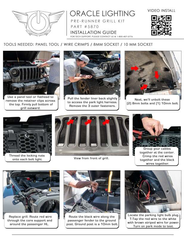 Oracle Pre-Runner Style LED Grille Kit for Jeep Wrangler JL - Red - Image 4