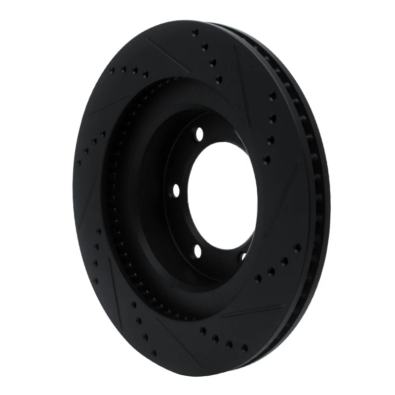 R1 03-09 Lexus GX470 Front Left Drilled & Slotted Black Brake Rotor - Image 2