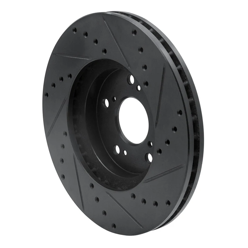 R1 04-14 Acura TSX Front Left Drilled & Slotted Black Brake Rotor - Image 3