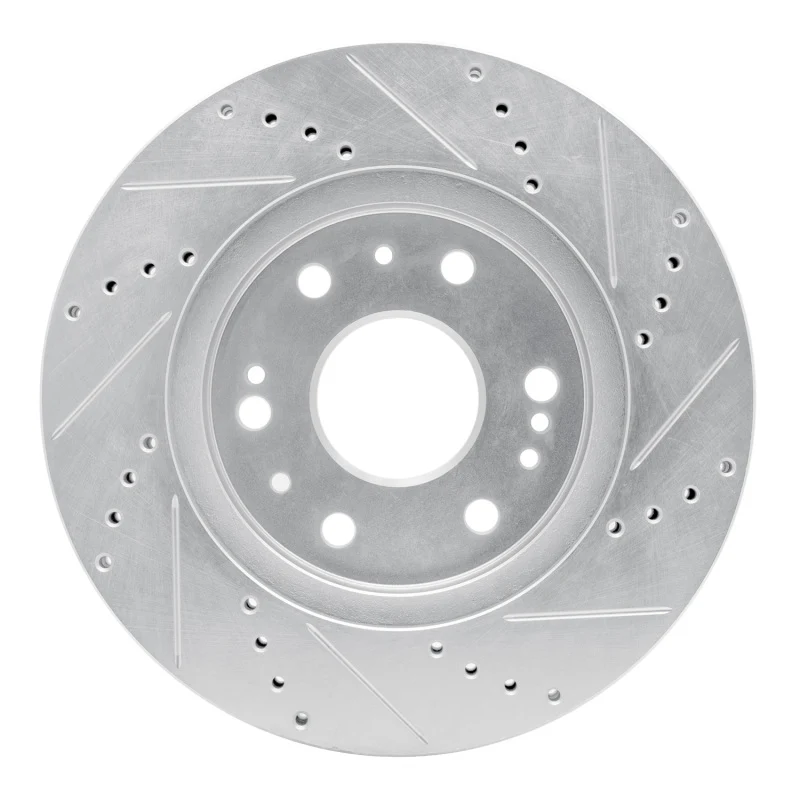 R1 05-19 Chevrolet Silverado 1500 Front Left Drilled & Slotted Silver Brake Rotor - Image 2