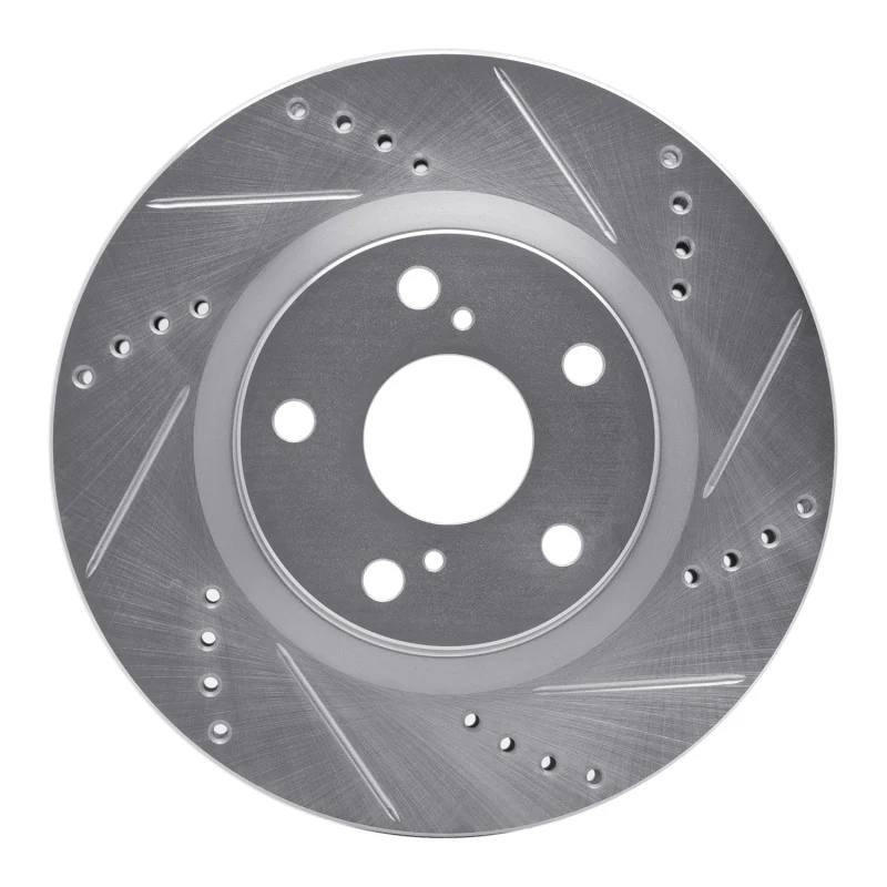 R1 06-20 Lexus ES350 Front Right Drilled & Slotted Silver Brake Rotor