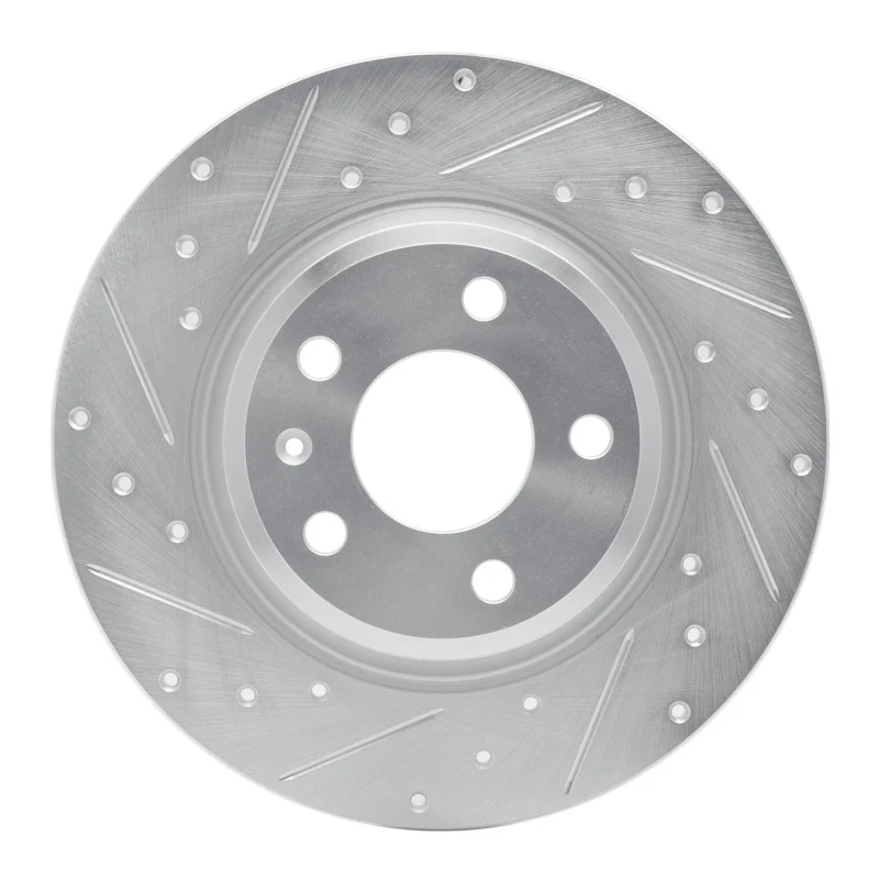 R1 08-25 Audi Q5 (USA/Canada Excl Hybrid) Rear Left Drilled & Slotted Silver Brake Rotor
