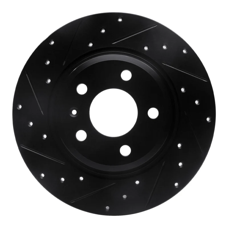 R1 09-25 Audi A4 Left Drilled & Slotted Black Brake Rotor
