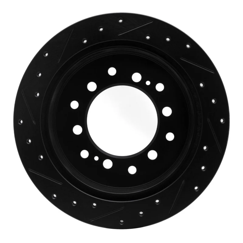 R1 10-24 Lexus GX460 Rear Right Drilled & Slotted Black Brake Rotor - Image 2
