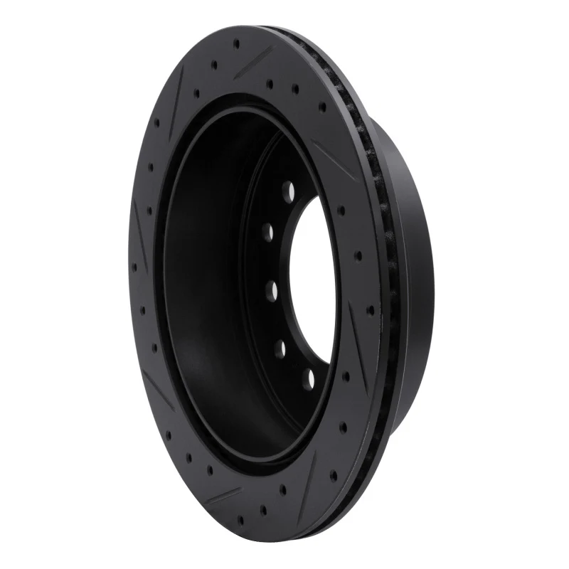 R1 10-24 Lexus GX460 Rear Right Drilled & Slotted Black Brake Rotor - Image 3