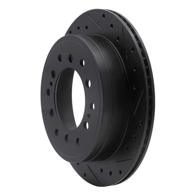 R1 10-24 Lexus GX460 Rear Right Drilled & Slotted Black Brake Rotor - Image 4