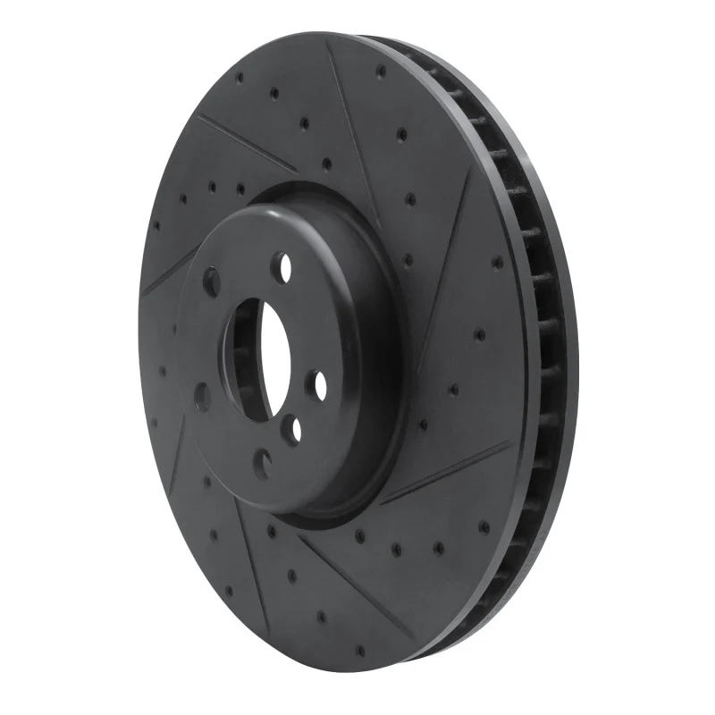 R1 16-25 BMW 230I xDrive Right Front Drilled & Slotted Black Brake Rotor - Image 3