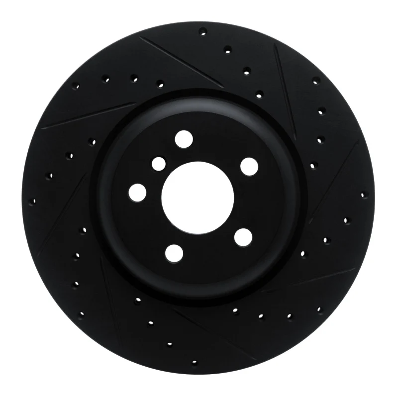 R1 16-25 BMW 330e Rear Right Drilled & Slotted Black Brake Rotor