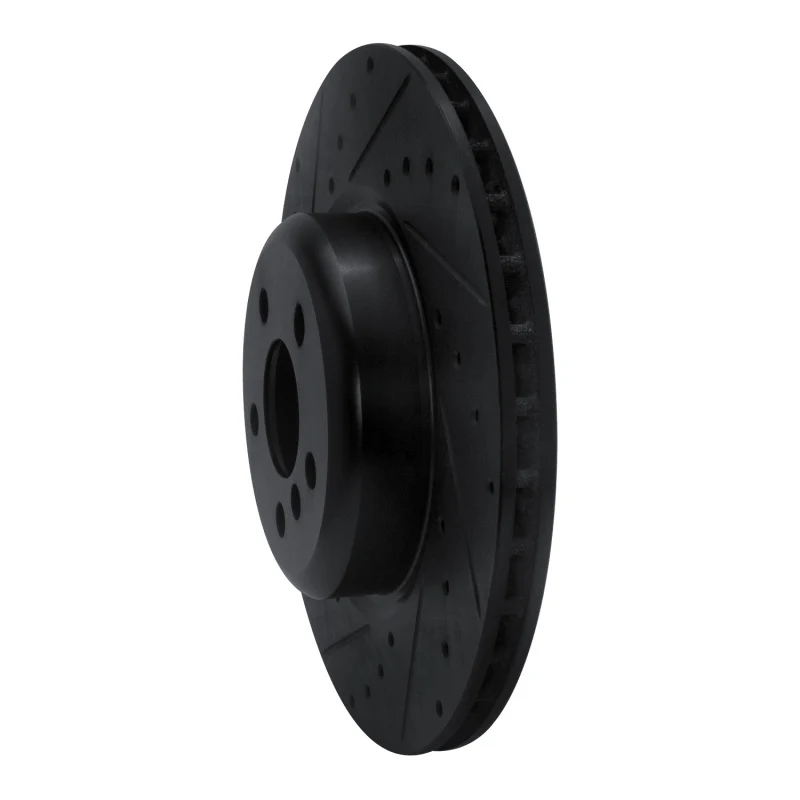R1 16-25 BMW 430I Rear Left Drilled & Slotted Black Brake Rotor - Image 5