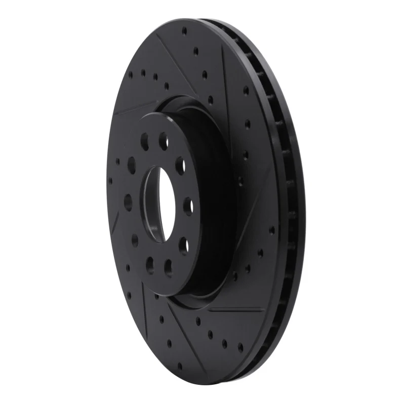 R1 2005-2025 Audi A3 Quattro Front Right Drilled & Slotted Black Brake Rotor - Image 5