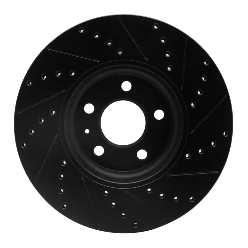 R1 2011-2017 Audi A4 Allroad Front Left Drilled & Slotted Black Brake Rotor - Image 2