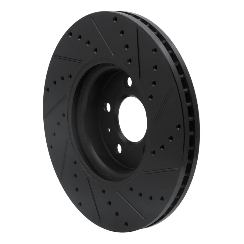 R1 2011-2017 Audi A4 Allroad Front Left Drilled & Slotted Black Brake Rotor - Image 3