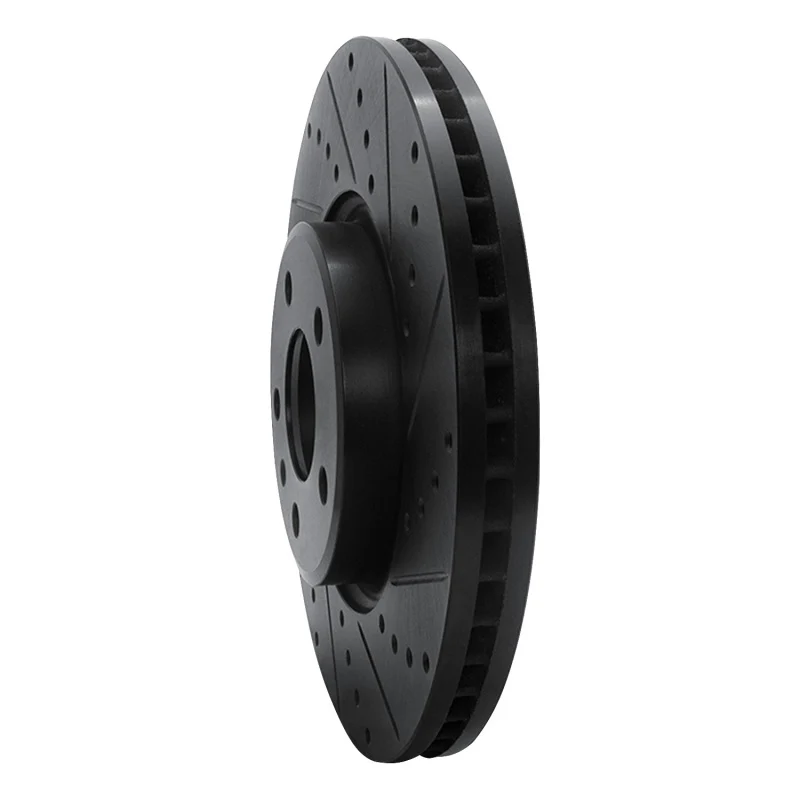 R1 2011-2017 Audi A4 (USA/Canada) Front Right Drilled & Slotted Black Brake Rotor - Image 2