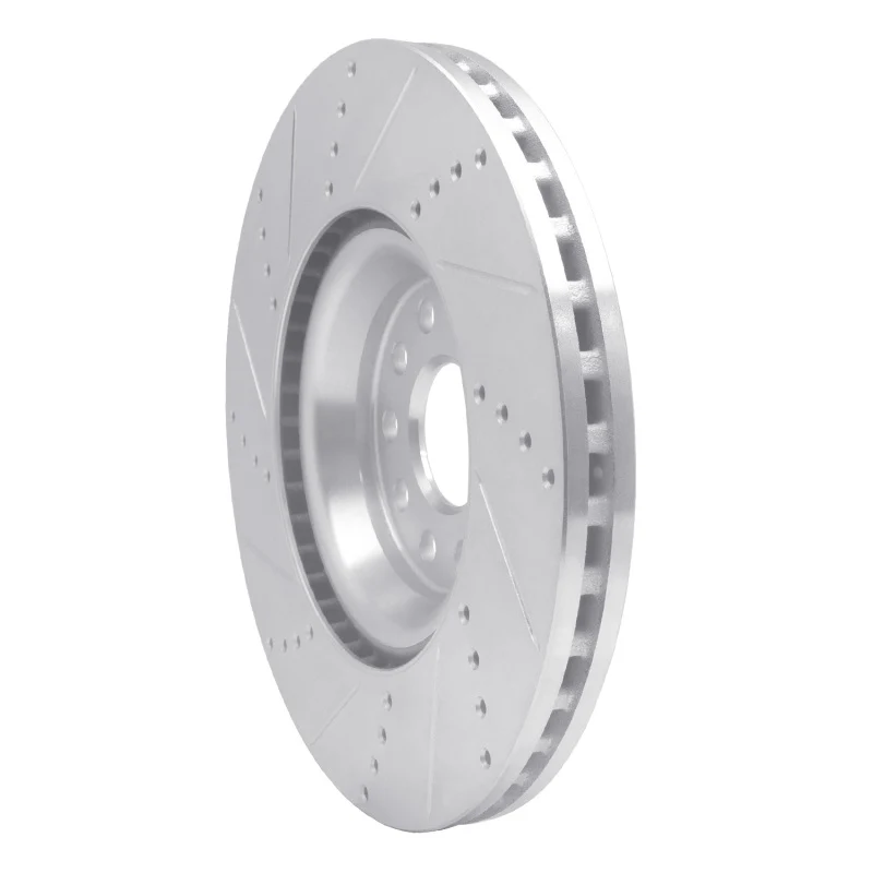 R1 2012-2025 Audi TTS Quattro Front Right Drilled & Slotted Silver Brake Rotor - Image 2