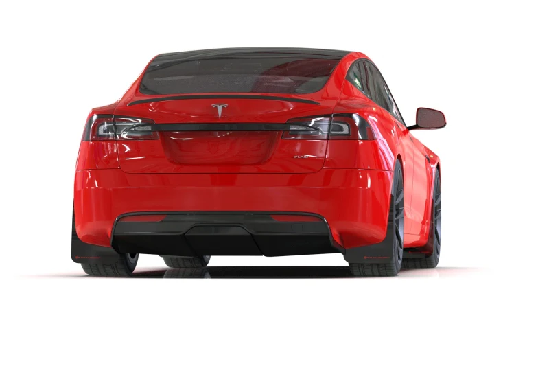 Rally Armor 21-26 Tesla Model S / S Plaid Black UR Mud Flap w/Red Logo - Image 3