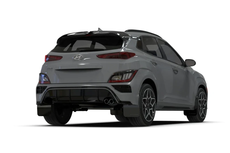 Rally Armor 22-23 Hyundai Kona N-Line Black UR Mud Flap w/Red Logo - Image 2