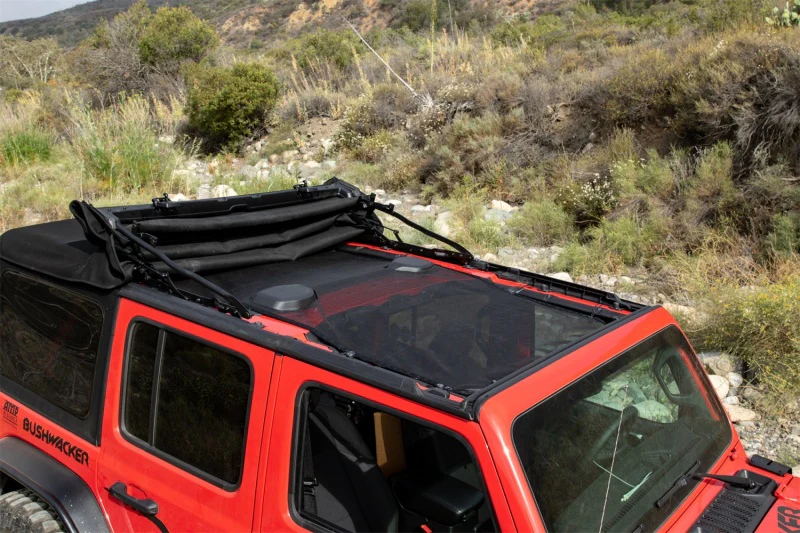 Rampage 2018-2019 Jeep Wrangler(JL) Unlimited Sport 4-Door Mesh Shade Top - Extended - Black - Image 3