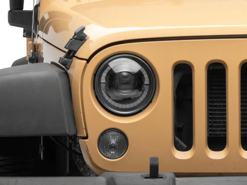 Raxiom 07-08 Jeep Wrangler JK Hi Output LED Headlights/Angel Eye DRL- Black Housing- Clear Lens - Image 10