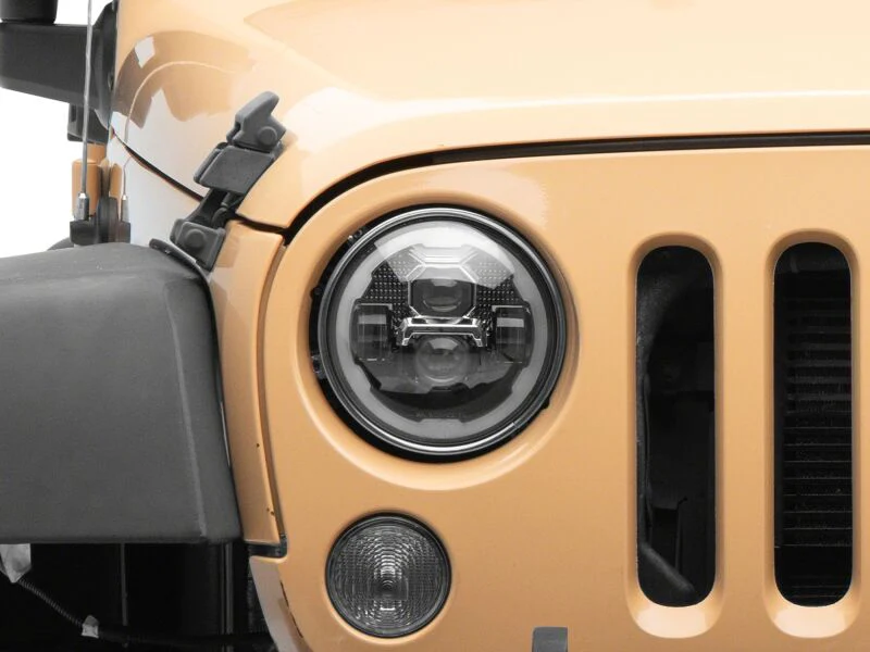 Raxiom 07-18 Jeep Wrangler Axial Series 7-Inch LED Headlights w DRL/ Black Housing - Clear Lens - Image 11