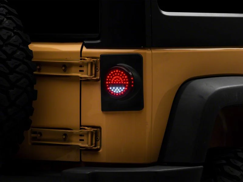Raxiom 07-18 Jeep Wrangler JK Axial Series Halo LED Tail Lights- Black Housing (Clear Lens) - Image 2