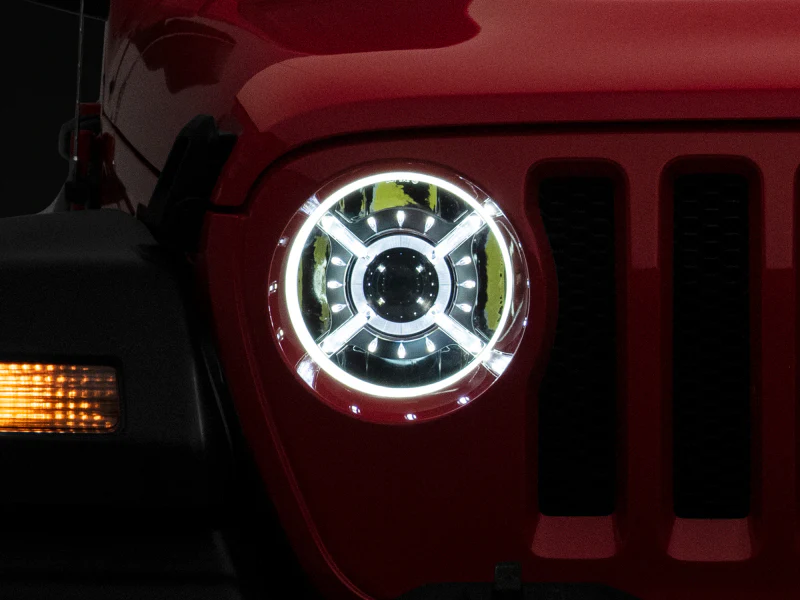 Raxiom 18-22 Jeep Wrangler JL/ JT 9-Inch LED Headlights w/ DRL and Halo- Black Housing (Clear Lens) - Image 11