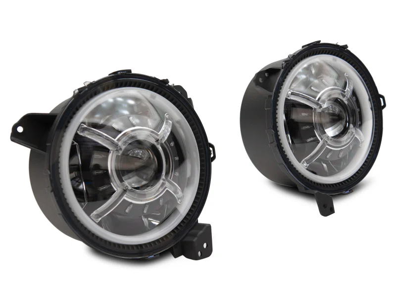Raxiom 18-22 Jeep Wrangler JL/ JT 9-Inch LED Headlights w/ DRL and Halo- Black Housing (Clear Lens) - Image 7