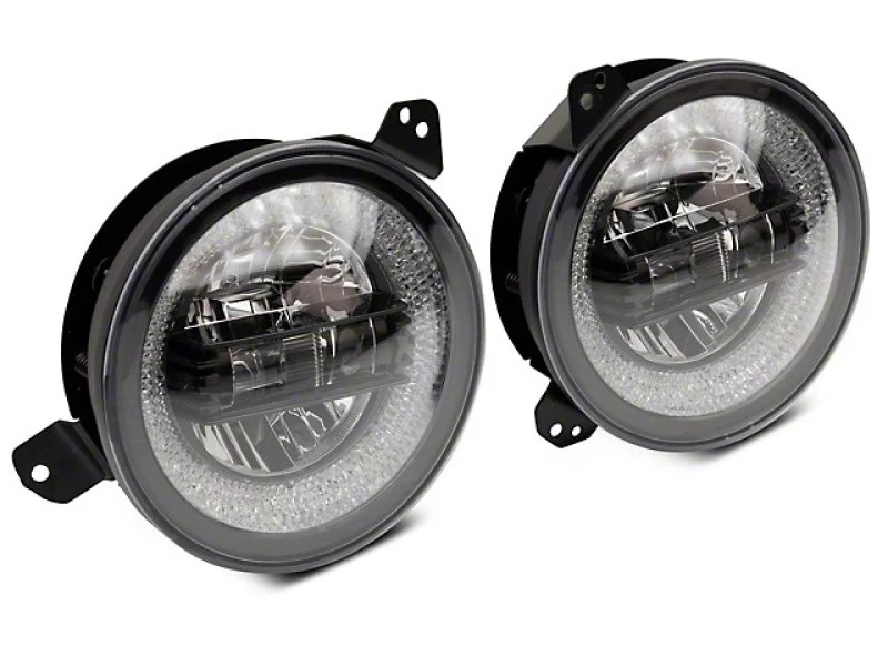 Raxiom 18-22 Jeep Wrangler JL/JT Axial 9-Inch LED Headlights w/RGB Halo- Black Housing (Clear Lens) - Image 16
