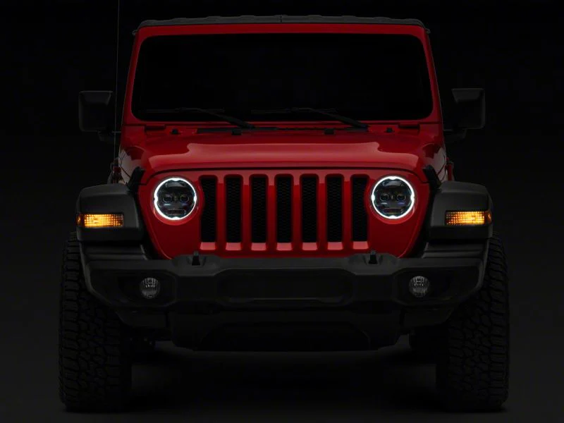 Raxiom 18-23 Jeep Wrangler JL Axial Series 9-In Angel Eye LED Headlights- Black Housing (Clear Lens) - Image 13