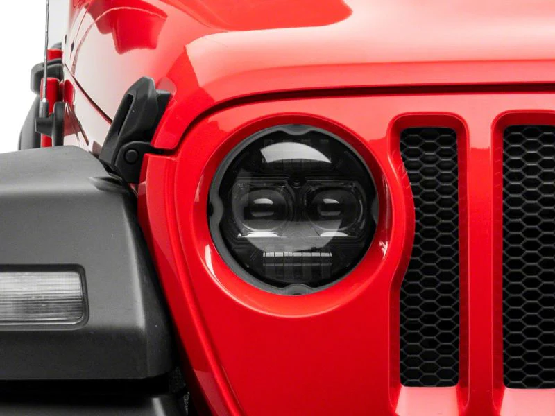 Raxiom 18-23 Jeep Wrangler JL Axial Series 9-In Angel Eye LED Headlights- Black Housing (Clear Lens) - Image 7