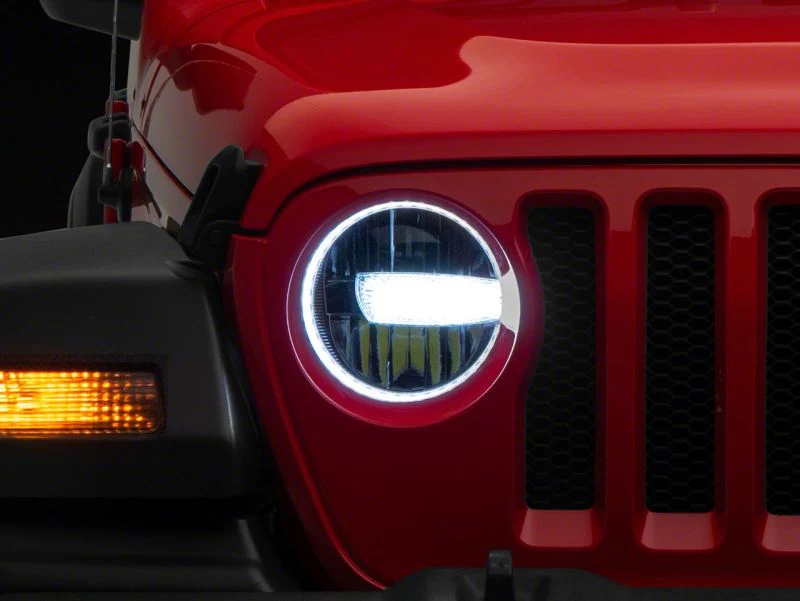 Raxiom 18-23 Jeep Wrangler JL Axial Series 9-In LED Headlights- Black Housing (Clear Lens) - Image 7