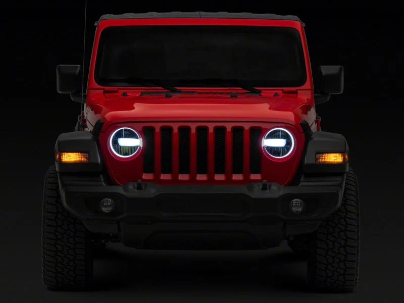 Raxiom 18-23 Jeep Wrangler JL Axial Series 9-In LED Headlights- Black Housing (Clear Lens) - Image 8