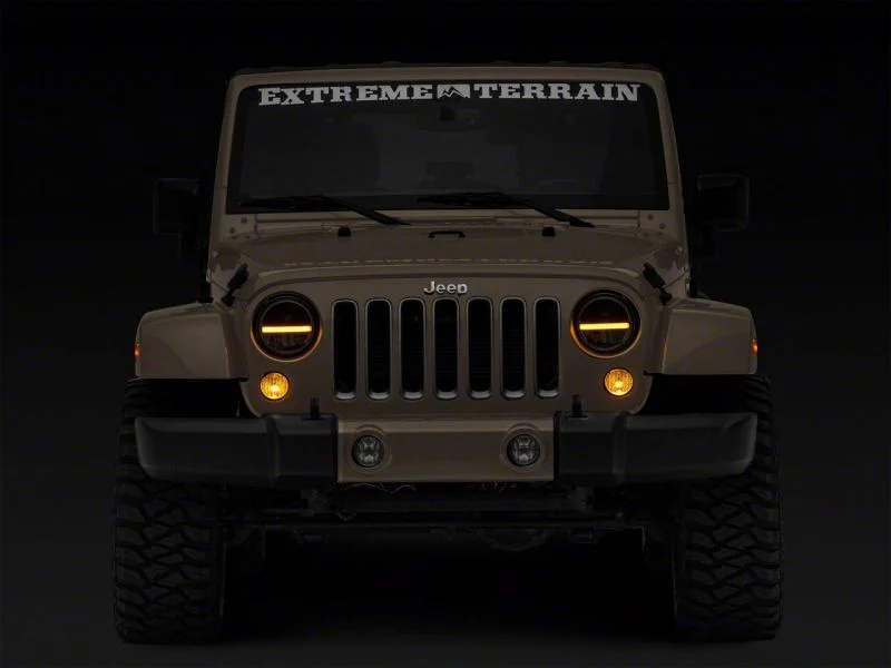 Raxiom 97-18 Jeep Wrangler TJ & JK Axial 7-In LED Headlights w/ DRL - Black Housing (Clear Lens) - Image 11