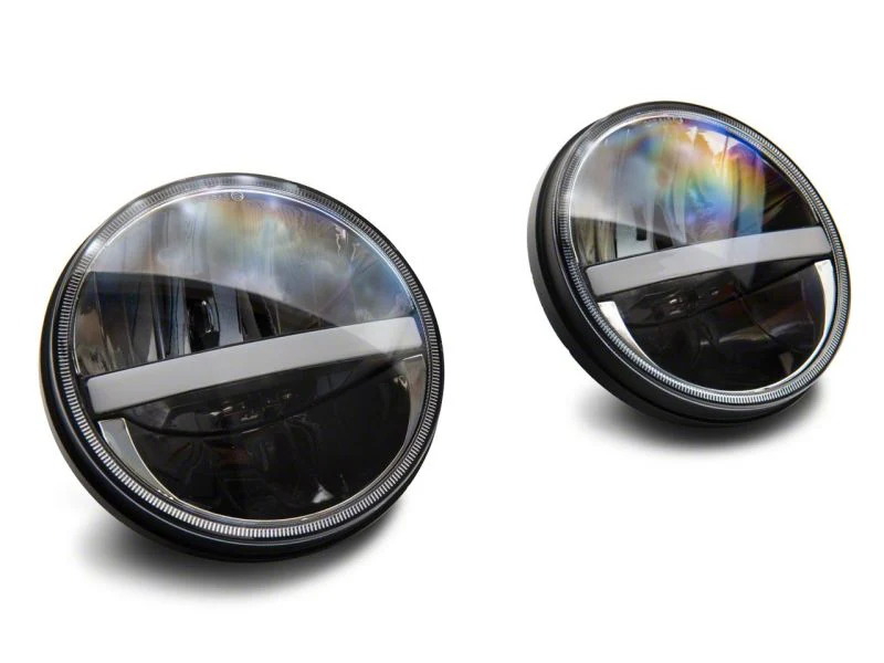 Raxiom 97-18 Jeep Wrangler TJ & JK Axial 7-In LED Headlights w/ DRL - Black Housing (Clear Lens) - Image 12