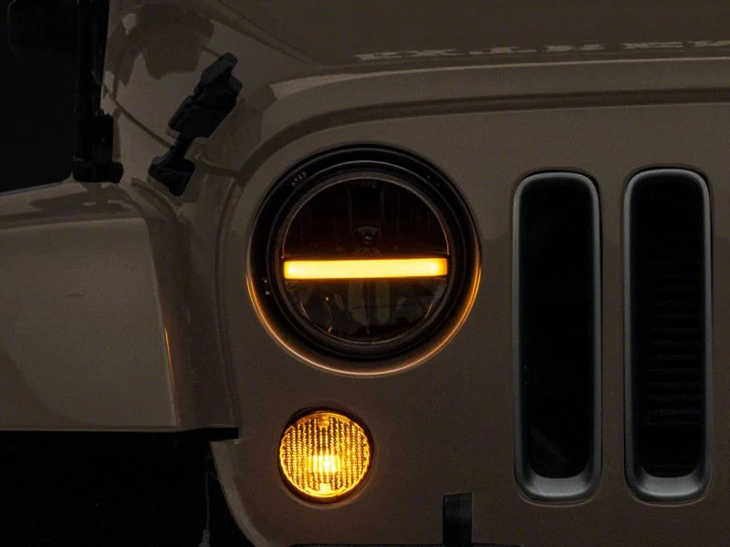 Raxiom 97-18 Jeep Wrangler TJ & JK Axial 7-In LED Headlights w/ DRL - Black Housing (Clear Lens) - Image 5