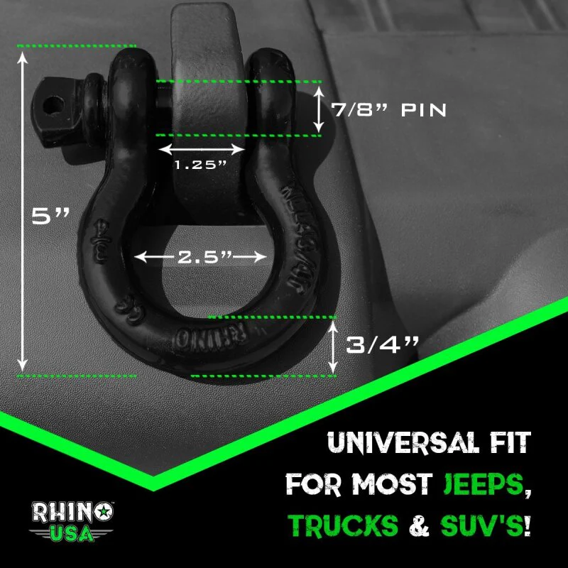 Rhino USA 30Ft Tow Strap/Shackles Combo - Image 3