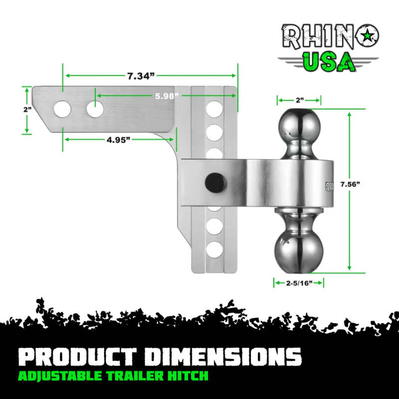 Rhino USA 6In Heavy Duty Drop Hitch - 2In (Silver) - Image 6