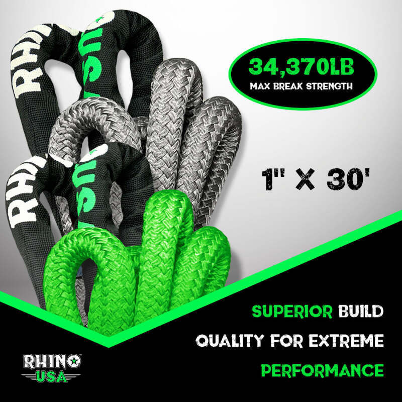 Rhino USA Kinetic Energy Recovery Rope (1In X 30Ft) Gray - Image 4
