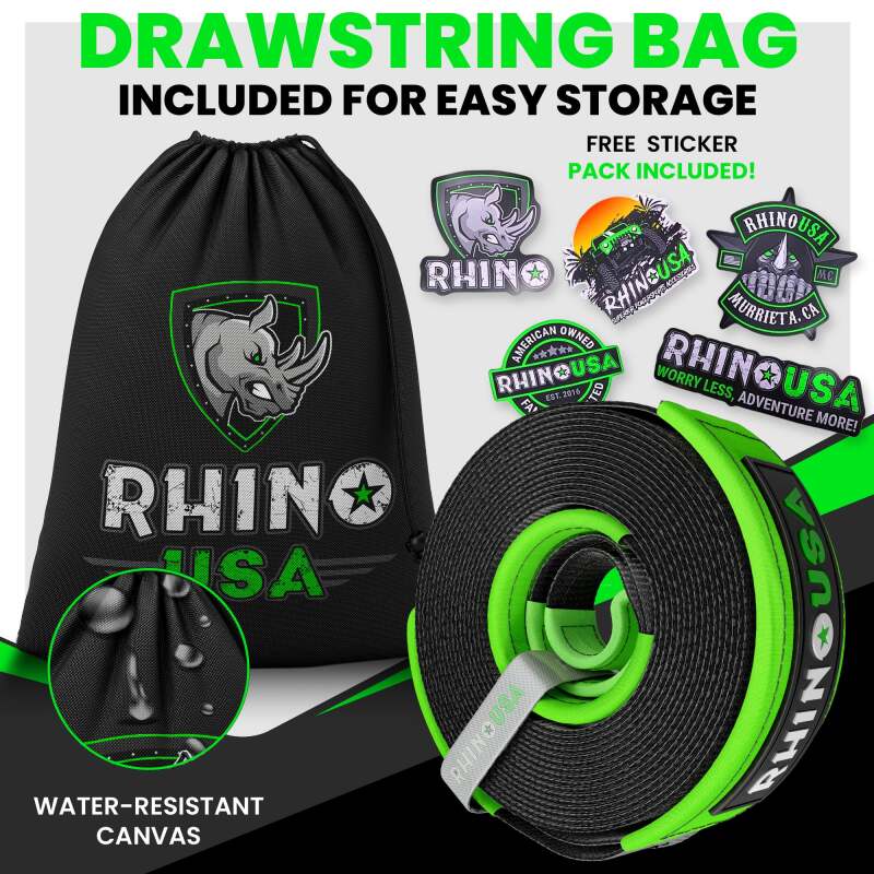 Rhino USA Recovery Tow Strap 3Inx30Ft (Green) - Image 4