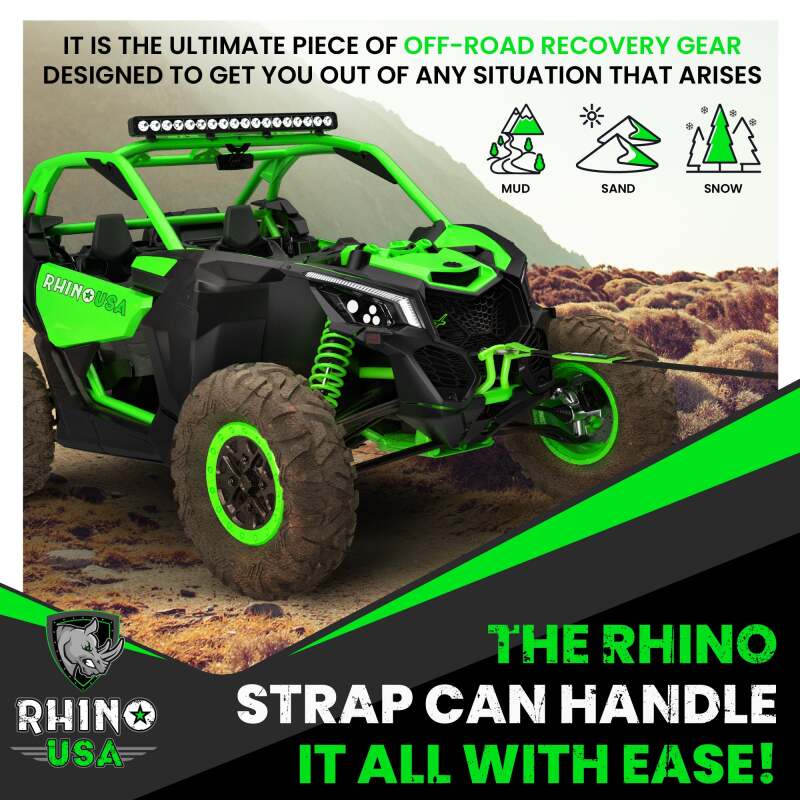 Rhino USA Recovery Tow Strap 3Inx30Ft (Green) - Image 7