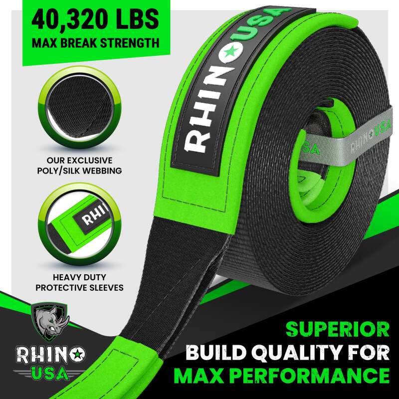 Rhino USA Recovery Tow Strap 4Inx30Ft (Black) - Image 6